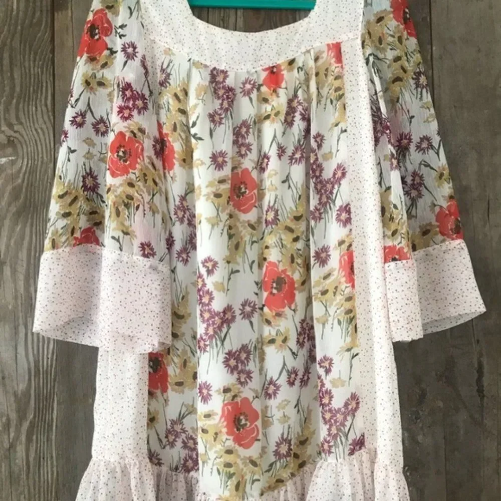 Jovovich Hawk Babydoll Dress White with Floral Print Size Small - Picture 4 of 5